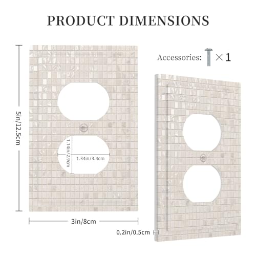 Nadoabtm Outlet Covers Beige Mosaic Tile Marble Pattern 1 Gang Duplex Light Switch Cover Plate Decorative Switch Plate Covers Electrical Socket Cover for Bedroom Home Decor by Nadoabtm - Image 5