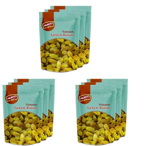 Image of Nurito Kishmish (Green Raisins) 600 Grams (200gm X 3) - Hari Darakh | Green Raisns Nutrient-Rich Superfood for Energy |Hari Kishmish Rich Source of Potassium & Dietry Fiber - This seedless Kishmish is the Best Snack for Every Age Group | Kishmish | Delicious Snack