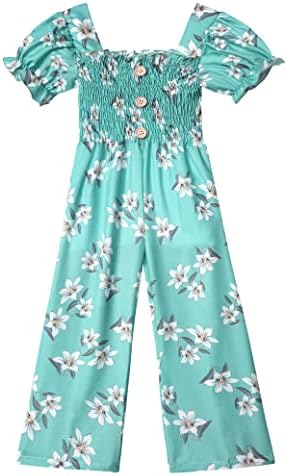 BAVADER Girls Romper size 7-8 One Piece Girls' Jumpsuits & Rompers Short Sleeve Girls Jumpsuit Ruffle Rompers For Girls Smocked Casual Jumpsuit For Girls Clothes Flower Print