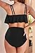 Tempt Me Women Black Two Piece High Waisted Bikini Swimsuit Ruffle Bathing Suits Tummy Control Tankini M