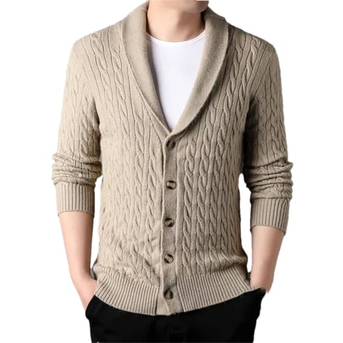 Men's V-Neck Retro Long-Sleeved Cardigan Casual Twisted Sweater Knitted Cardigan3