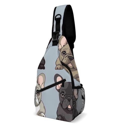 Mochila deportiva tipo bandolera French Bulldog blanca