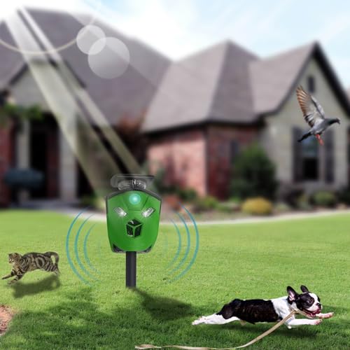 image for CritterTec Solar Powered Ultrasonic Animal Repellent 360° Squirrel Re