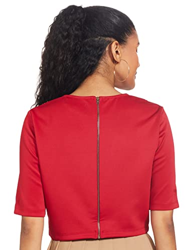 Image of RIVER Namrata Joshipura Solid Premium Designer Women's Crop Top with Embroidery RS2NJTP313B Red