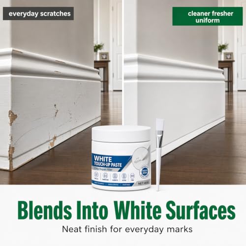 Image of White Furniture Touch-Up Paste with Brush, 40g Wood Repair Filler (White*1)