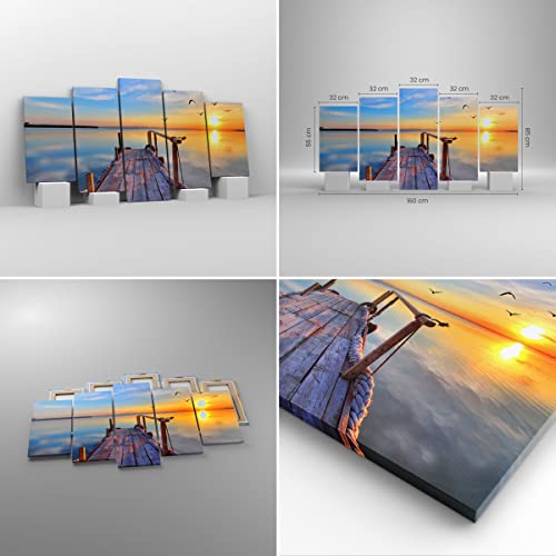 Quadri Moderni Soggiorno Lago natura ponte uccelli...