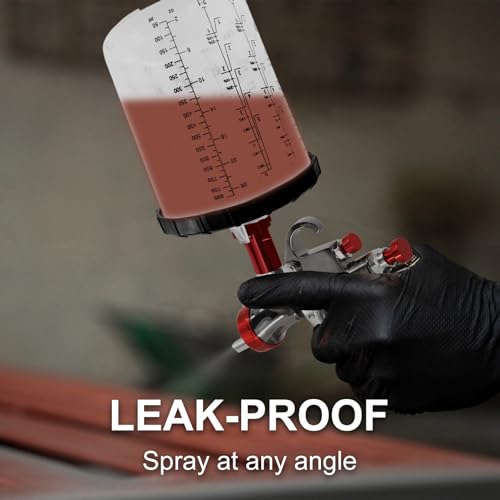 Image of Disposable Paint Spray Gun Cup Liners & Lid System, 50 Standard 27 Ounce (800ml) Kit - 190 Mic- 50 Cup Liners, 50 Lids with Strainer, 1 Hard Cup with Retainer Ring 20 Plugs,2 Cup Adapters