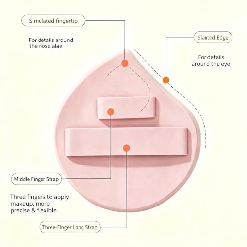 5pcs Comma Shaped Face Foundation Puff Brush Double Ribbon Makeup Puff, Teardrop Oblique Cut Beauty Sponge, Powder Puff for Flawless Makeup Blender Puff For Natural And Easy Makeup Face & Eye Blending - Image 5