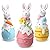 Wesiti 3 Pcs Easter Bunny Decorations Resin Easter Egg Figurines Spring Easter Rabbit Egg Flower Carrot Tabletop Decor for Easter Party Gifts Indoor Centerpieces Decorations