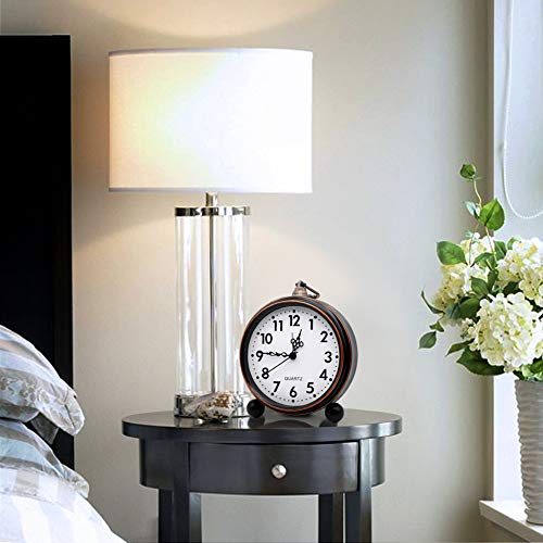Siemoo Retro Metal Table Clock Battery Operated Non-Ticking Silent Quartz Table Desk Small Alarm Clock Vintage European Desk Shelf Hd Glass Desk Clock For Kids Bedroom Living Room Decoration (Arabic) #TOP6