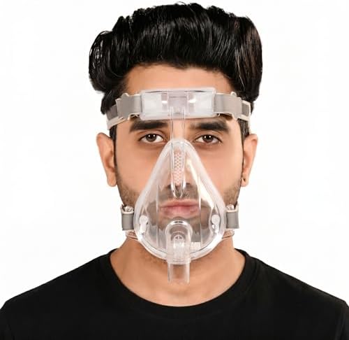 Cpap Mask Bipap Mask for bipap machine cpap machine for sleep apnea full face mask compatible to all cpap bipap machine with head strap 100% Transparent (MEDIUM)