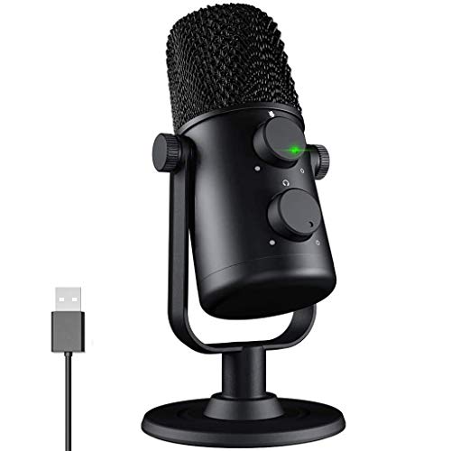 Micrófono de grabación de estudio, condensador USB, micrófono externo para PC con soporte Plug and Play para grabación personal de YouTube, podcast, juegos, Skype Video