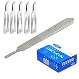 bisturi descartavel esteril Lifeline Instruments Set - 100 piezas hojas de bisturí No. 15 y mango de bisturí No. 3 - Hojas de repuesto para bisturí hechas de acero al carbono - Estéril