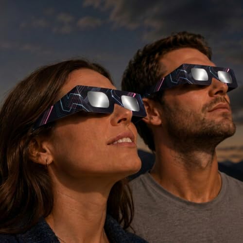 SAFE ECLIPSE Lot de 2/6/12, lunettes d’éclipse solaire, monture 45 mm, à porter sur lunettes de vue, testées EN ISO 12312-2:2015, marquage CE pour observation directe du soleil sûre – Circuit Board – vue 8