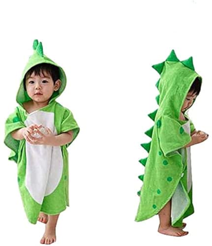 Verve Jelly 0-4 Jahre Kapuzen Baby Handt&uuml;cher, Baumwoll Dinosaurier Muster Nettes Badetuch Kinder Robe Strand Schwimmen Mit Kapuze Poncho f&uuml;r Babys Jungen M&auml;dchen(Gr&uuml;n)
