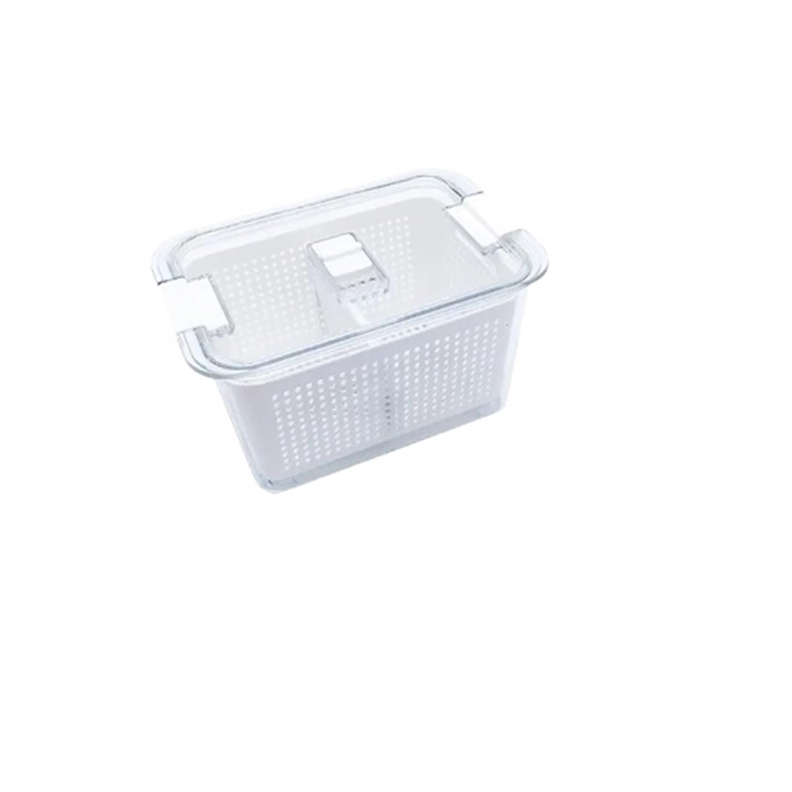 Violdhhjk White Medium Fridge Organisers Refrigerator Preservation Storage Box Drain Basket Storage Containers Sealed Box Vegetable And Fruit Drain Box(White Medium)