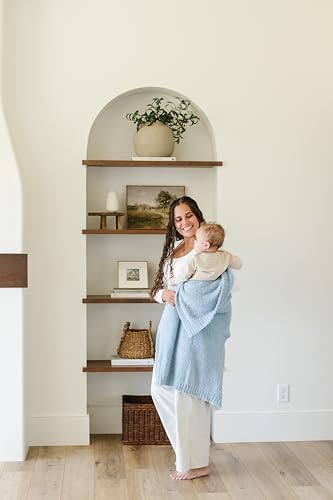 Image of Saranoni Bamboni Luxury Baby Blanket | Cozy & Soft Plush Receiving Blankets | Perfect for Girls & Infant Baby Boy Blankets | Light Blue - 30 inch x 40 inch