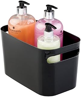 mDesign Bathroom Basket - Use for Makeup Storage, as a Shampoo Holder, for Storing Creams, Perfumes and More - Bathroom Tidy Suitable for Towel Storage - Black