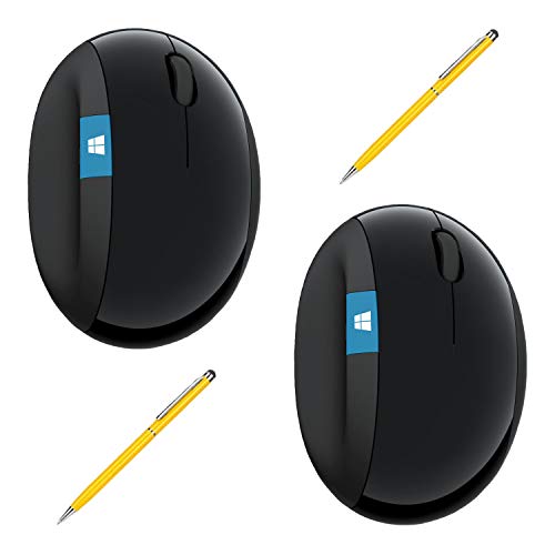 Microsoft Sculpt Wireless Ergonomic Mouse L6V for Computers Laptops Fast Scrolling Bundle (2-Pack + Stylus)