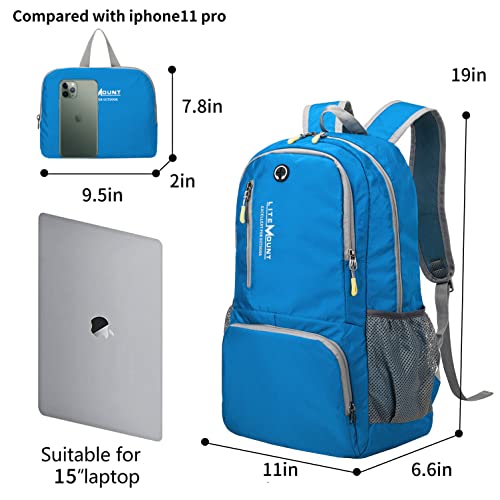 Litemount 35L Lightweight Packable Backpack, Hiking Backpack, Foldable Backpack, Outdoor Travel Daypack, Ultra-Light Folding Daypack (Blue) #TOP1