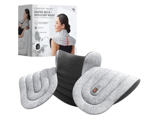 SHARPER IMAGE - Schulter- und Nackenwickel Wrap - Mit Gewicht - Muskelentspannung - Heizkissen für die Halswirbelsäule - Warm & Kalt - Massage & Entspannung - Geschenk für Frauen - Geschenk für Männer