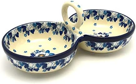 Polish Pottery Bowl - Double Serving - White Poppy