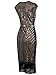 Vijiv 1920s Vintage Inspired Sequin Embellished Fringe Long Gatsby Flapper Dress,Champagne gold,X-Small