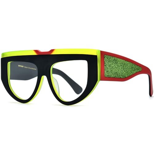 Image of HEPIDEM Multicolor Acetate Glasses Frame Women Oversize Vintage Round Eyeglasses Optical Spectacles 9271