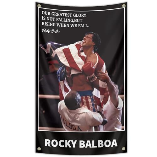 9,5 cm x 1,5 m Rocky Funny Flag Balboa motivacional inspiradora bandeira com 4 ilhós de latão, para