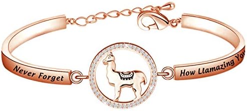 KUIYAI Never Forget How Llamazing You are Bangle Llama Gift Cute Alpaca Charm Bracelet (BR-LlamazingRG)