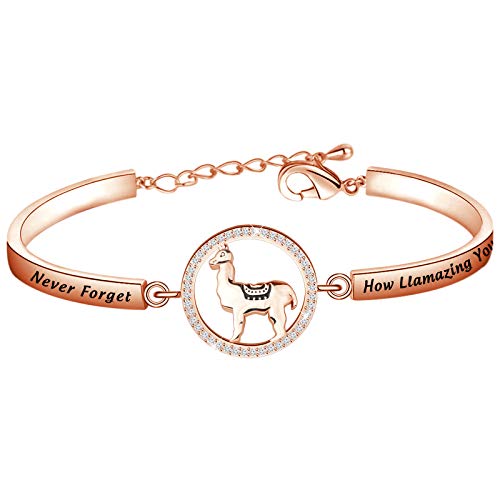 Kuiyai Never Forget How Llamazing You Are Bangle Llama Gift Cute Alpaca Charm Bracelet (Br-Llamazingrg) #TOP12