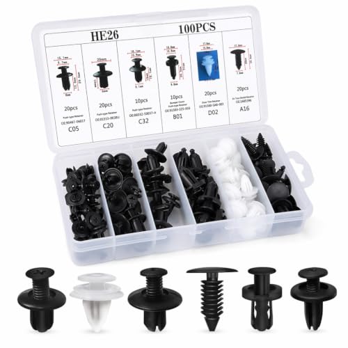 Image of Universal Car Trim Clips Kit 100Pcs Plastic Rivet Fasteners