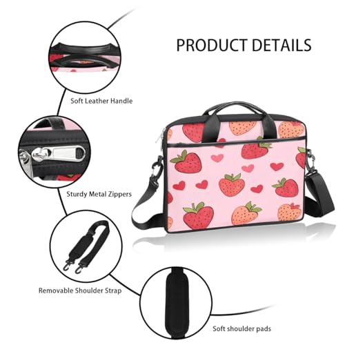 Bolso para portátil rojo con diseño de corazón de fresa 15 pulgadas miniatura 4