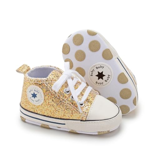 KIDSUN Tutoo Unisex Baby Boys Girls High Top Sneaker Soft Anti-Slip Sole Newborn Infant First Walkers Canvas Denim Shoes