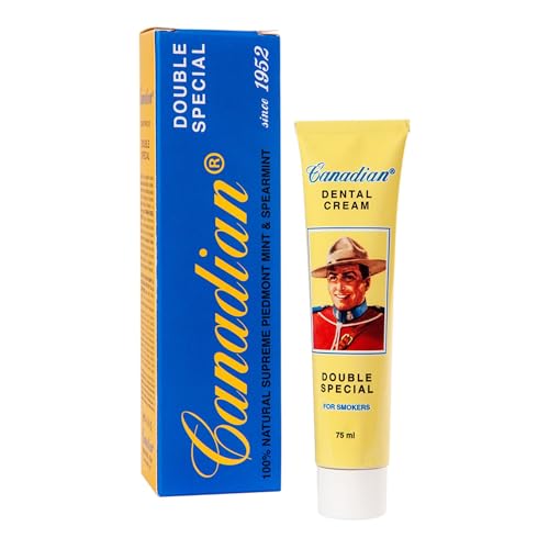 Canadian Dental Cream, Double Special, 75 ml, Dentifricio per Fumatori, Antimacchia Nicotina e Caffè, Azione Decongestionante, Alito Fresco, Igiene Orale Profonda
