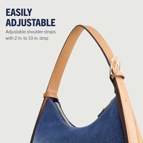 Image of True Religion Women's Shoulder Bag Purse, Medium Hobo Handbag with Front Pocket, Denim