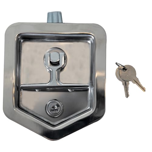 Buyers Products L8816 Folding T-Handle Latch Stainless Steel Lock for Truck Tool Box Trailer Tool Box Cabinets Storage Chests Adjustable Cam Water-Tight Heavy-Duty Door Lock Includes Key Set