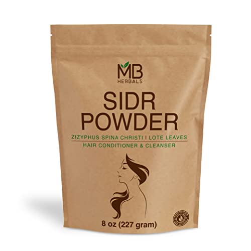 MB Herbals Sidr Powder 8 oz / 0.5 Pound (227 Gram) | WildCrafted | Seder Lote Leaves | Ziziphus spina christi | Natural Hair Conditioner & Cleanser | Sidr 99.5% Neem 0.5%