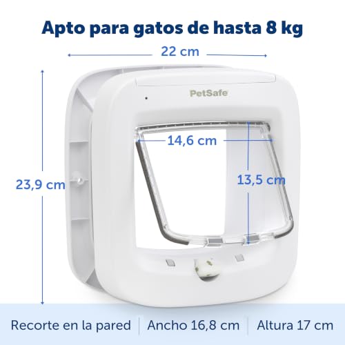 Miniatura 6 de Petsafe - Gatera Con Microchip, Puerta Para Gatos, Entrada Selectiva, Acceso Automático, 4 Posiciones De Cierre, Puerta Para Mascotas Con Microchip Por Rfid, Hasta 40 Mascotas Programadas