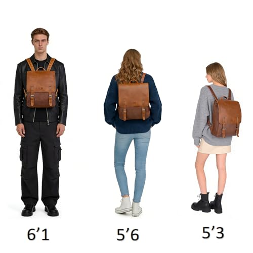 LXY Vegan Leather Backpack Vintage Laptop Bookbag for Women Men
