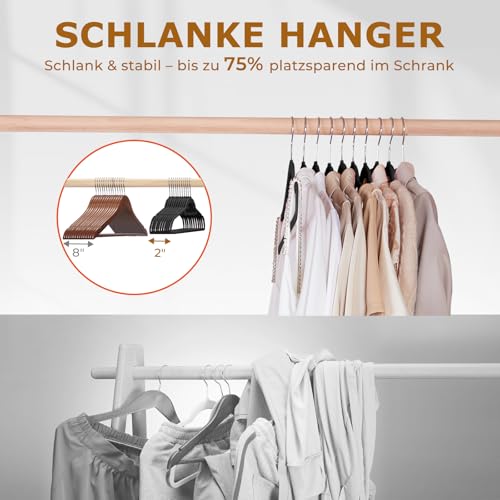 HOUSE DAY Kleiderbügel Samt, 20er Set, Premium Bügel, Kleiderbügel Platzsparend und rutschfest Samtbügel mit 360° drehbarer Haken für Hemden, Anzüge, Pullover, Hosen, Schwarz