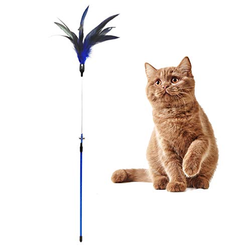 PETS EMPIRE Pet Cat Feather Spring Stick Teaser Kitten Interactive Bell Rod Wand Teaser Toy 1 Piece (Color May Vary) (B08TCDG8ZM) Amazon Price History, Amazon Price Tracker