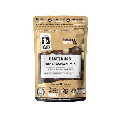 Bremer Gewürzhandel Haselnuss feiner Schoki-Mix, Haselnüsse in Vollmilch-, Zartbitter- & weißer Schokolade, 200g