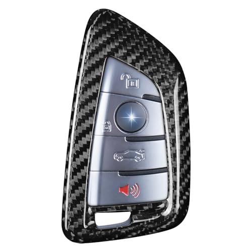 T-carbon Key Fob Cover Compatible with BMW Key Fob Protecetor Compatible with BMW 2 3 4 5 6 6GT 7 8 Series,X1 X2 X3 X4 X5 X6 X7 M3 M4 M5 M8 X3M X4M X5M X6M Z4 2014-2024, Glass Fiber, Silver Black
