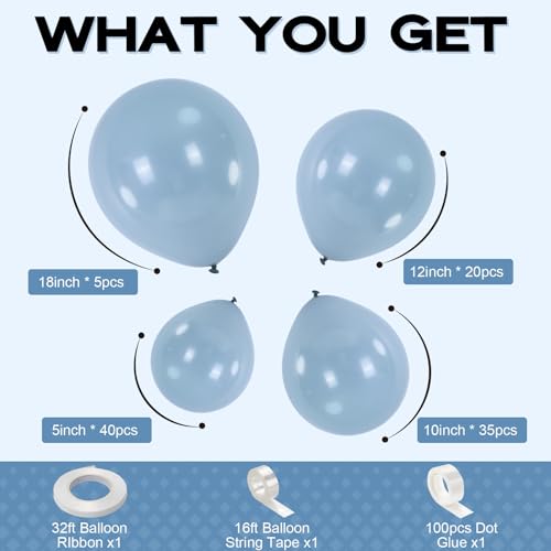 Image of Pale Aqua Balloons Arch Blue Balloons Garland Light Dusty Fog Mist Blue Balloon Different Sizes 5 10 12 18inch Helium Latex Balloon Boho Birthday Party Decoration Wedding Baby Shower Graduation