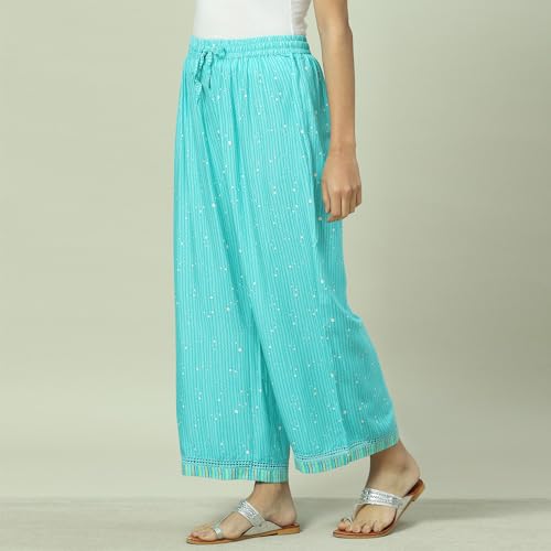 Image of Rangriti Sea Green Liva Palazzo for Women