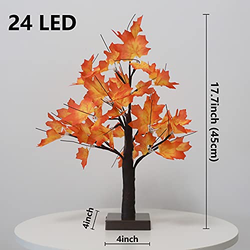 Lighted Maple Tree Thanksgiving Decorations, 24Led Tabletop Tree Lights Artificial Bonsai Tree Lamp Fall Centerpieces For Tables, Autumn Christmas, Halloween, Fall Decor For Home Warm White #TOP5
