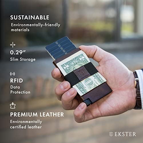Image of Ekster Senate Classic Brown Leather Slim Wallet for Men | RFID-Blocking Minimalist Wallet with Quick Card Access & Slim Profile