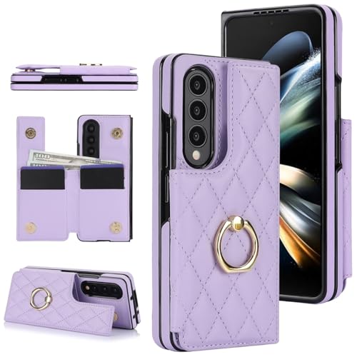 Coque Galaxy Z Fold 3 antichoc violette étui cuir à rabat magnétique pour téléphone