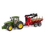 Bruder 09829 John Deere 7R 350 with Forestry Trailer and 4 Trunks